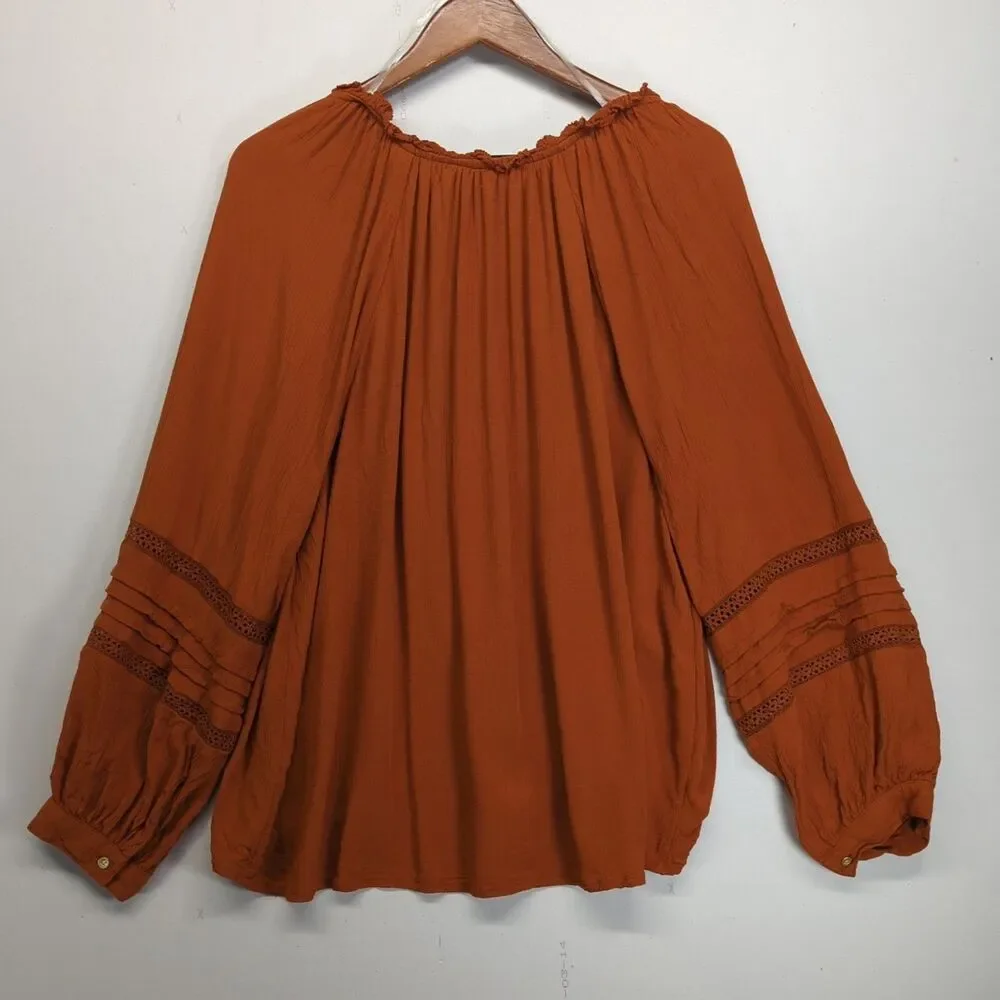 Knox Rose A New Day Blouse XXL Lot Of 2 Tops Burnt Orange - Picture 3 of 16